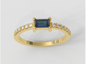 Baguete Gemstone Ring 3D-printmodel
