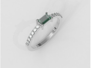 Baguete Gemstone Ring Model Cetak 3D