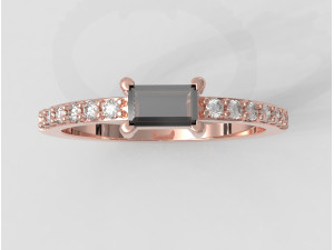 Baguete Gemstone Ring Model Cetak 3D