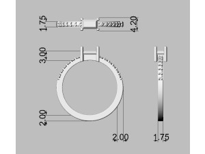 Baguete Gemstone Ring Model Cetak 3D
