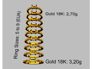Baguete Gemstone Ring Model Cetak 3D