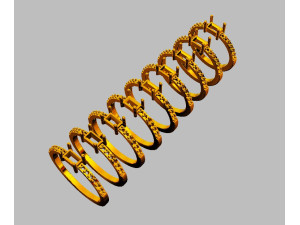 Baguete Gemstone Ring Model Cetak 3D
