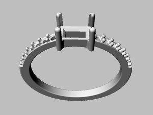 Baguete Gemstone Ring Model Cetak 3D