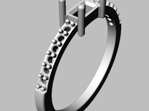 Baguete Gemstone Ring Model Cetak 3D