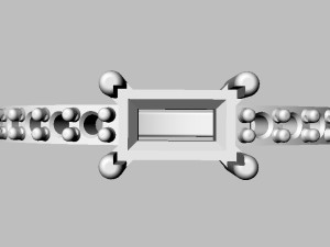 Baguete Gemstone Ring Model Cetak 3D
