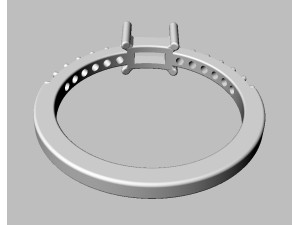 Baguete Gemstone Ring Model Cetak 3D
