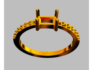 Baguete Gemstone Ring Model Cetak 3D