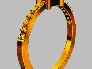 Baguete Gemstone Ring Model Cetak 3D