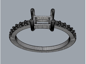 Baguete Gemstone Ring Model Cetak 3D