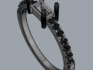 Baguete Gemstone Ring Model Cetak 3D