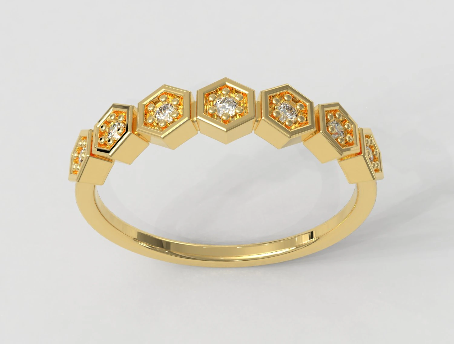 Hexagon Diamond Half Band 3D Print Model .c4d .max .obj .3ds .fbx .stl .blend
