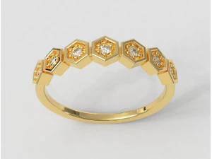 Hexagon Diamond Half Band 3D Print Model