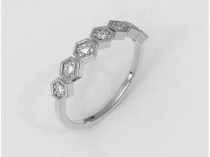 Hexagon Diamond Half Band 3D Print Model