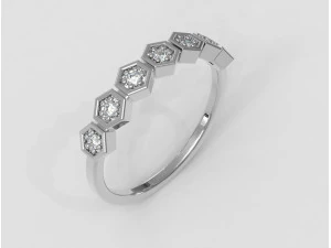 Hexagon Diamond Half Band 3D Print Model