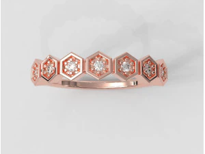 Hexagon Diamond Half Band 3D Print Model