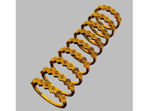 Hexagon Diamond Half Band 3D Print Model