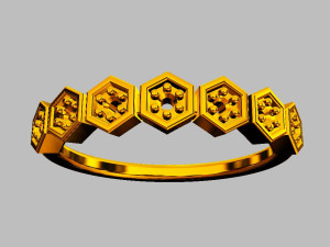 Hexagon Diamond Half Band 3D Print Model