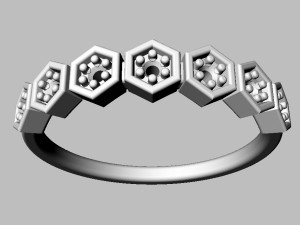 Hexagon Diamond Half Band 3D Print Model