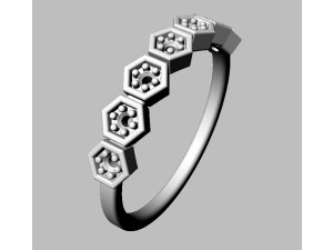 Hexagon Diamond Half Band 3D Print Model