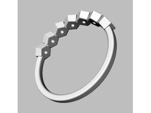 Hexagon Diamond Half Band 3D Print Model