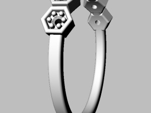 Hexagon Diamond Half Band 3D Print Model
