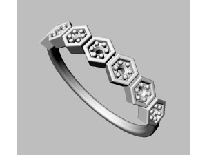 Hexagon Diamond Half Band 3D Print Model