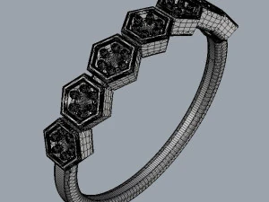 Hexagon Diamond Half Band 3D Print Model