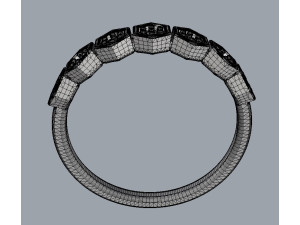 Hexagon Diamond Half Band 3D Print Model