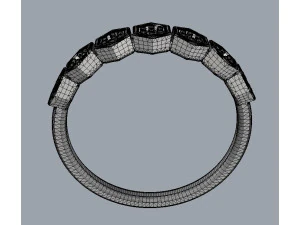 Hexagon Diamond Half Band 3D Print Model