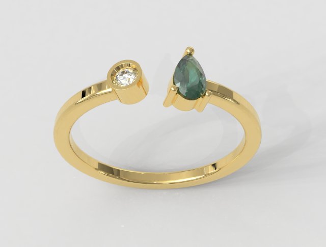 Gemstone Modern Ring 3D Принт Модель .c4d .max .obj .3ds .fbx .stl .blend 