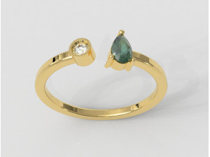 Gemstone Modern Ring 3Dプリントモデル