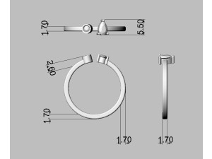 Gemstone Modern Ring 3D Принт Модель