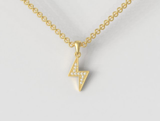 Diamond ThunderBolt Pendant 3D-printmodel .c4d .max .obj .3ds .fbx .stl .blend 