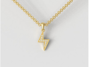 Diamond ThunderBolt Pendant 3D Print Model