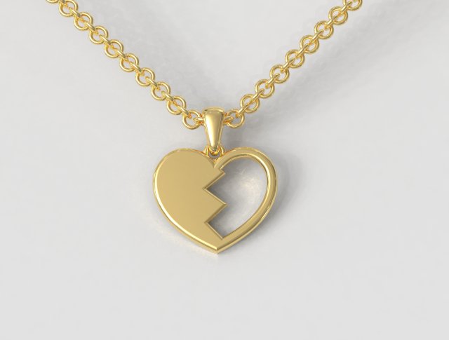 Broken Heart Pendant 3Dプリントモデル .c4d .max .obj .3ds .fbx .stl .blend 