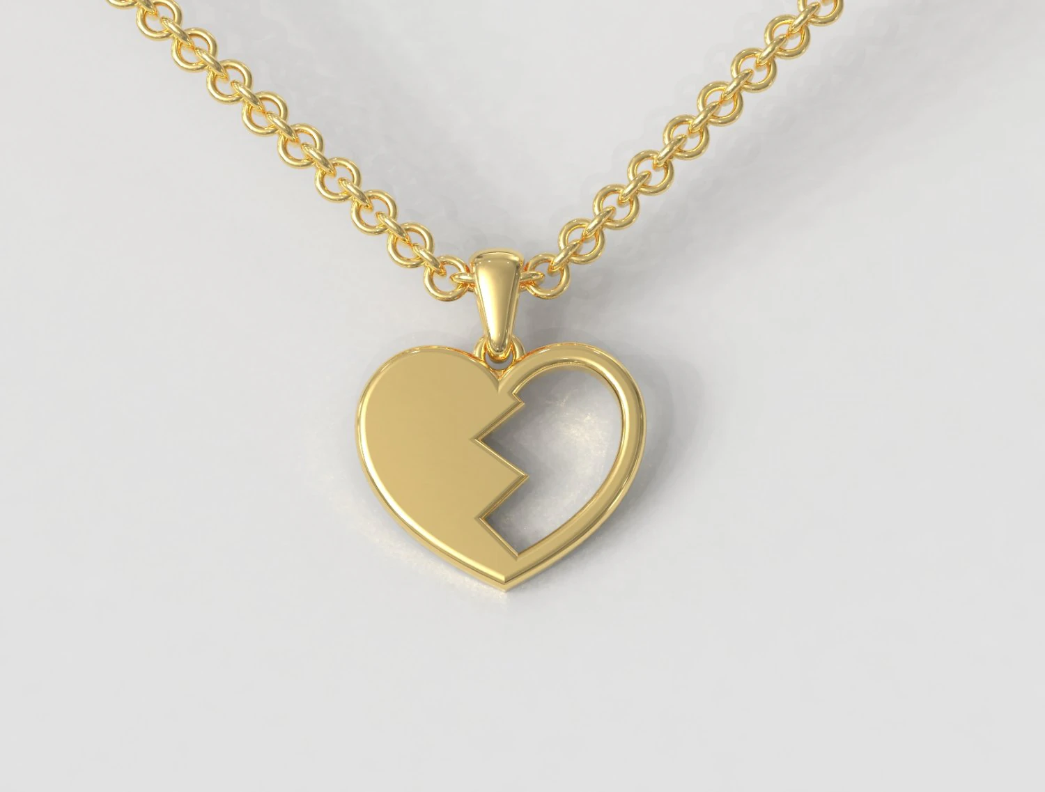 Broken Heart Pendant 3D Print Model .c4d .max .obj .3ds .fbx .stl .blend