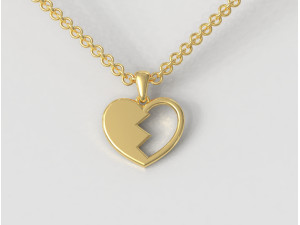 Broken Heart Pendant 3Dプリントモデル
