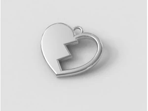 Broken Heart Pendant 3D Print Model