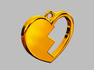 Broken Heart Pendant 3D Print Model