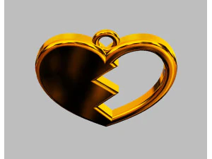 Broken Heart Pendant 3D Print Model