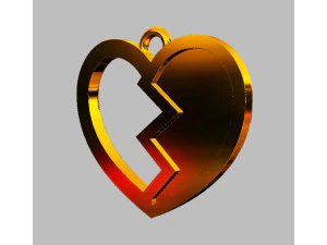 Broken Heart Pendant 3D Print Model