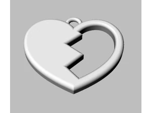 Broken Heart Pendant 3D Print Model