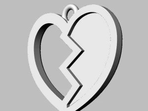 Broken Heart Pendant 3D Print Model