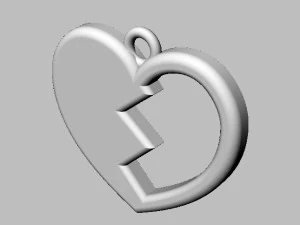 Broken Heart Pendant 3D Print Model