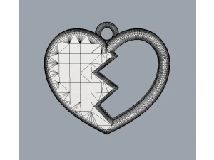 Broken Heart Pendant 3D Print Model