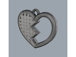 Broken Heart Pendant 3D Print Model