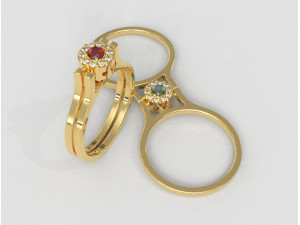 Double Face Gemstone Ring 3D Print Model