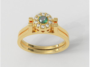 Double Face Gemstone Ring Model Cetak 3D