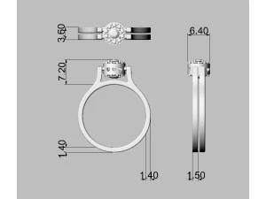 Double Face Gemstone Ring 3D Print Model