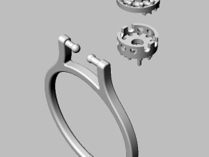 Double Face Gemstone Ring Model Cetak 3D